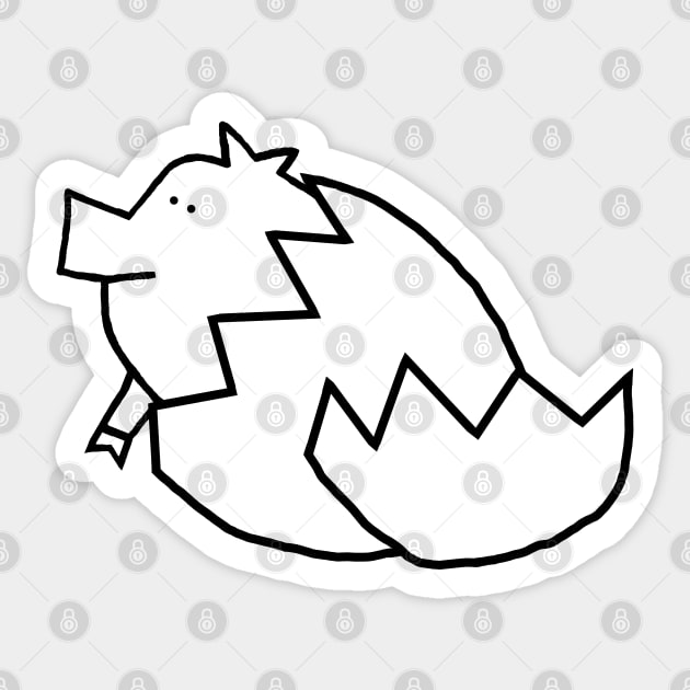 Cute Pig Hatching from Easter Egg Outline Sticker by ellenhenryart